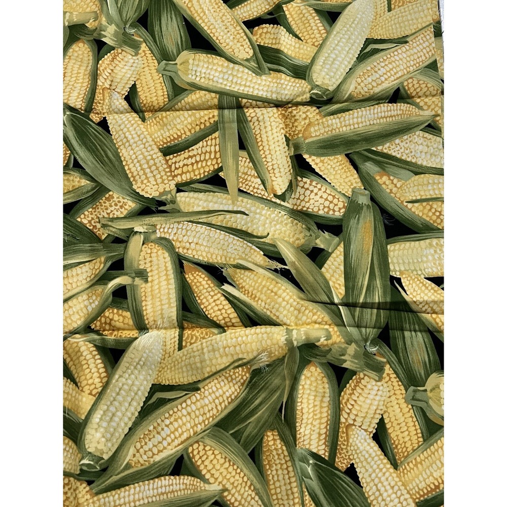 Spring Everyday Fabric- Ears Of Corn - 43" X 1 Yard Yellow Green Garden Harvest